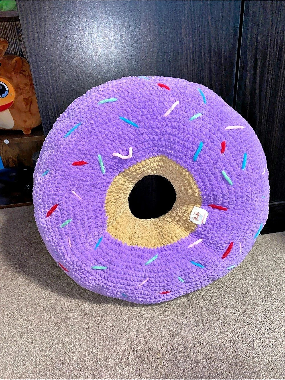 Donut Accent Pillow in Purple & Brown